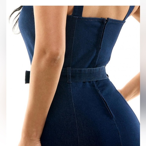 New Planet Gold Women's Short Short Sleeve Square Neck Dress S Day Blue - Picture 3 of 10